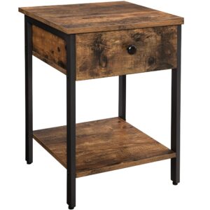 Minimalistinė Naktinė spintelė su stalčiumi ir lentyna | Sendinta ruda