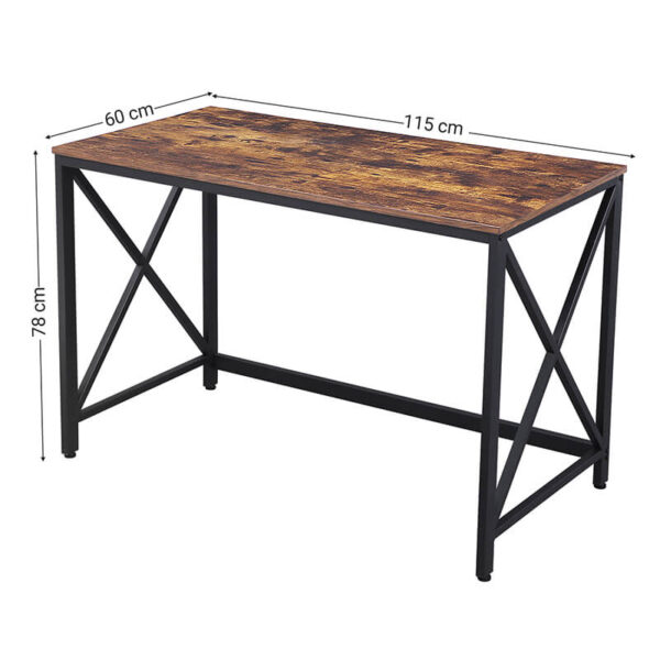 Rašomasis stalas “rustic” rudos su X formos kojomis | 60 x 115 cm