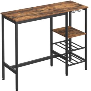 “Rustic” stiliaus baro stalas su taurių laikikliu | 40 x 110 cm