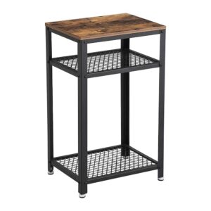 Šoninis staliukas | 2 metalinės lentynos | “Rustic” stalviršis