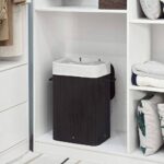 Bambukinis juodas krepšys skalbiniams sulankstomas