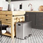 Dviguba šiukšlių dėžė nerūdijančio plieno 48L