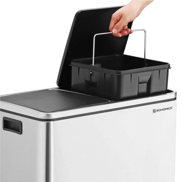 Dviguba šiukšlių dėžė nerūdijančio plieno 48L