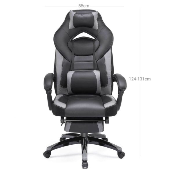 Ergonomiška biuro žaidimų kėdė patogi juoda pilka