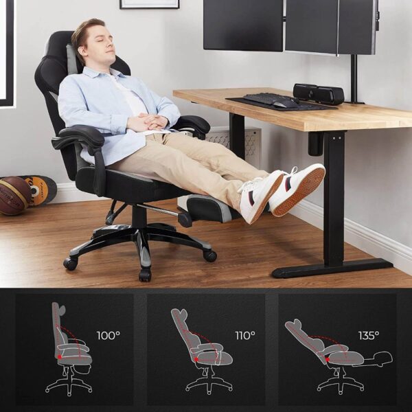 Ergonomiška biuro žaidimų kėdė patogi juoda pilka