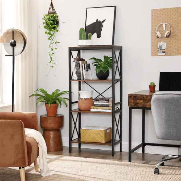 Industrinio stiliaus pastatoma lentyna | 30 x 60 x 133 cm | “Rustic” ruda