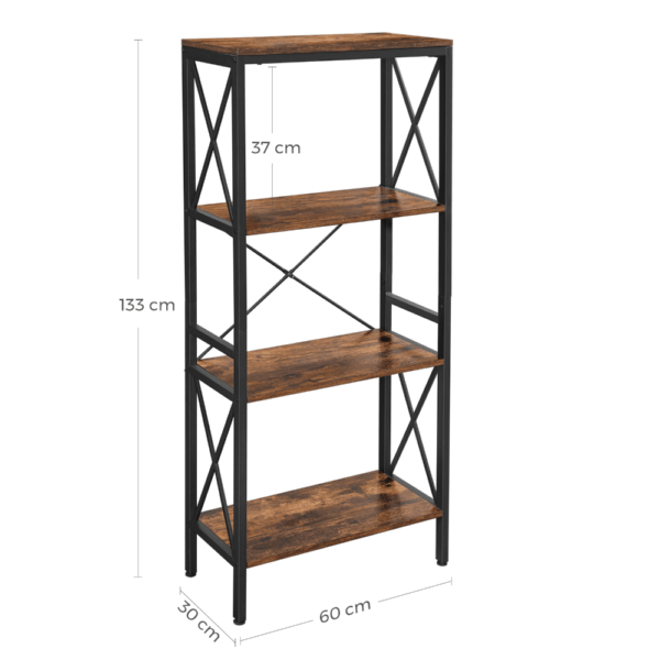 Industrinio stiliaus pastatoma lentyna | 30 x 60 x 133 cm | “Rustic” ruda