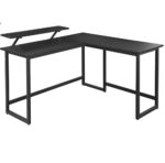 Kampinis rašomasis stalas juodas industrinis L formos | 140 x 130 cm