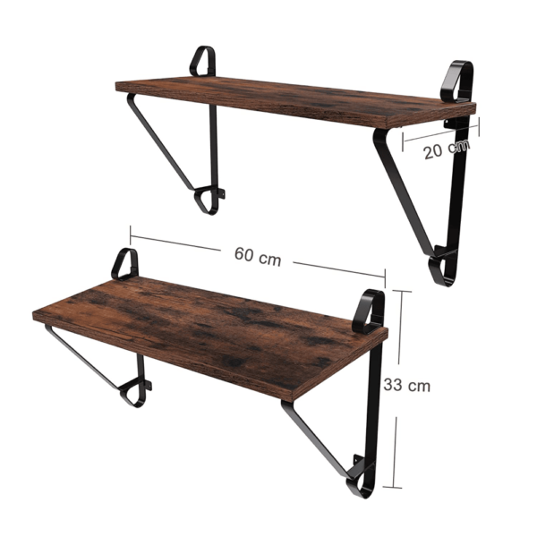 Pakabinamos sieninės lentynos industrinio rustic stiliaus 2 vnt. komplekte (2)