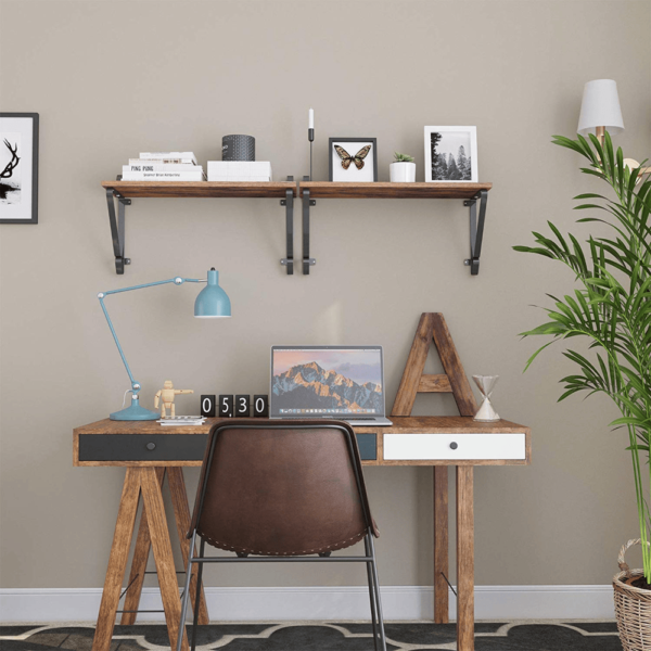 Pakabinamos sieninės lentynos industrinio rustic stiliaus 2 vnt. komplekte (3)