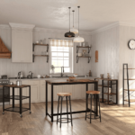 Pakabinamos sieninės lentynos industrinio rustic stiliaus 2 vnt. komplekte (8)