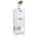 Pastatoma balta vonios spintelė keičiamais stalčiais