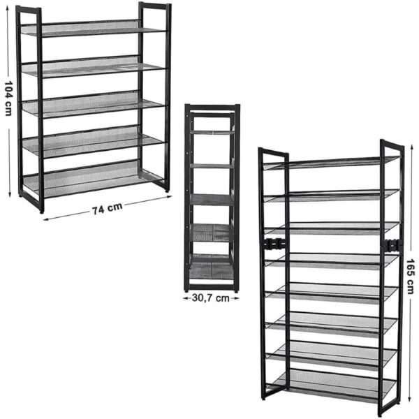 Plieninė batų lentyna penkių skyrių juodos spalvos (2)