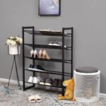 Plieninė batų lentyna penkių skyrių juodos spalvos (5)