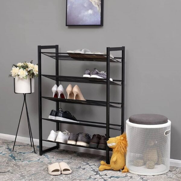 Plieninė batų lentyna penkių skyrių juodos spalvos (5)