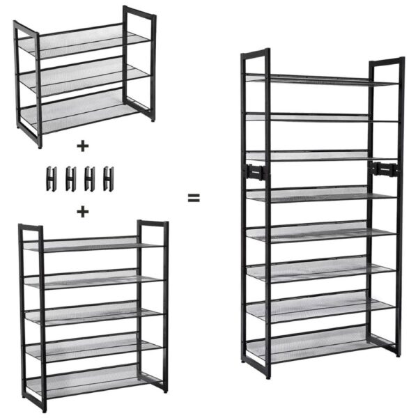 Plieninė batų lentyna penkių skyrių juodos spalvos (6)
