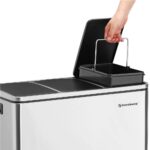 Stilinga šiukšliadėžė 3 dalių nerūdijančio plieno 54L