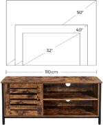 TV staliukas su 2 lentynomis ir uždara spintele 110 cm | “Rustic” ruda