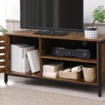 TV staliukas su 2 lentynomis ir uždara spintele 110 cm | “Rustic” ruda