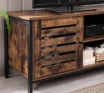 TV staliukas su 2 lentynomis ir uždara spintele 110 cm | “Rustic” ruda