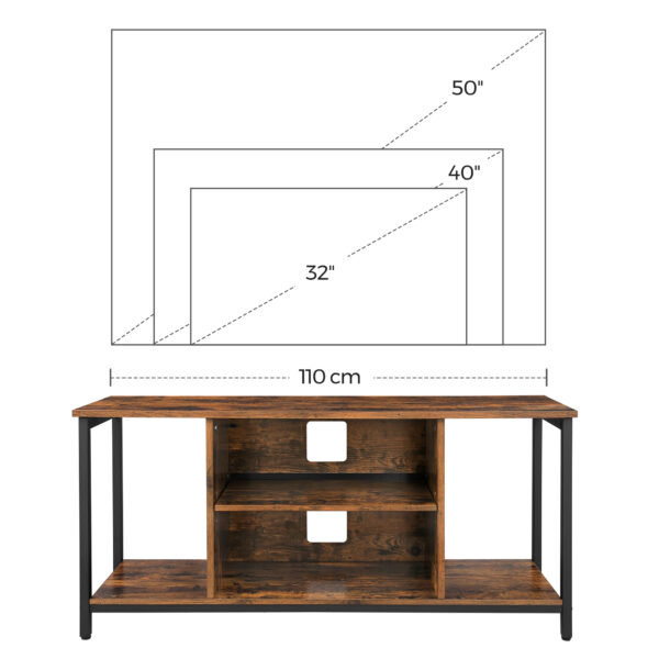 TV staliukas “rustic” stiliaus su atviromis lentynomis | 40 x 110 cm