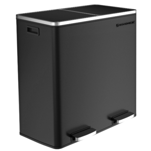 60 Litrų (2 x 30 L) Juoda šiukšliadėžė rušiavimui atidaroma pėdalu