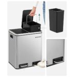 Dviguba šiukšlių dėžė nerūdijančio plieno 30L