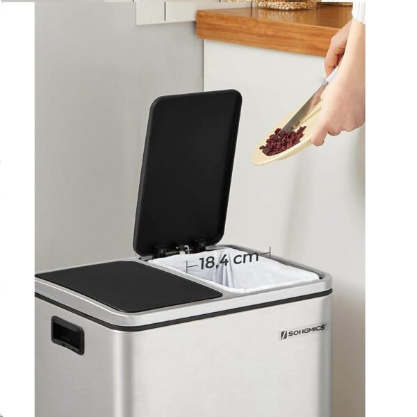 Dviguba šiukšlių dėžė nerūdijančio plieno 30L