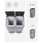 Dviguba šiukšlių dėžė nerūdijančio plieno 30L