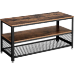 Industrinė TV spintelė su lentyna ir plieno elementais | 40 x 100 cm