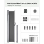 Ištraukiama šoninė kiemo pertvara iš aliuminio 180 x 350 cm