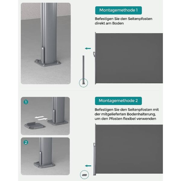 Ištraukiama šoninė kiemo pertvara iš aliuminio 180 x 350 cm