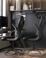 Patogi biuro ir žaidimų kėdė su paaukštinta nugarine dalimi