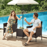 Baldų komplektas terasai, stalas su 2 kėdėm