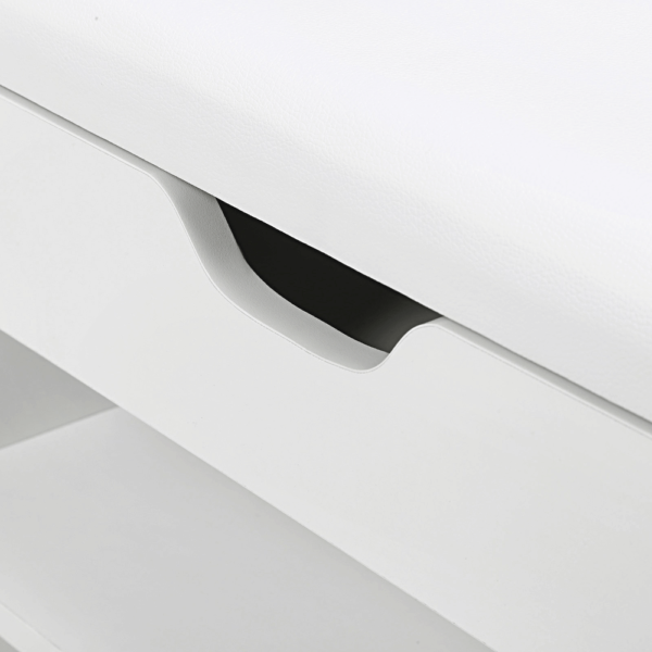 Batų spintelė su lentynomis ir minkšta sėdima dalimi | Baltos spalvos