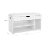 Batų spintelė su lentynomis ir minkšta sėdima dalimi | Baltos spalvos