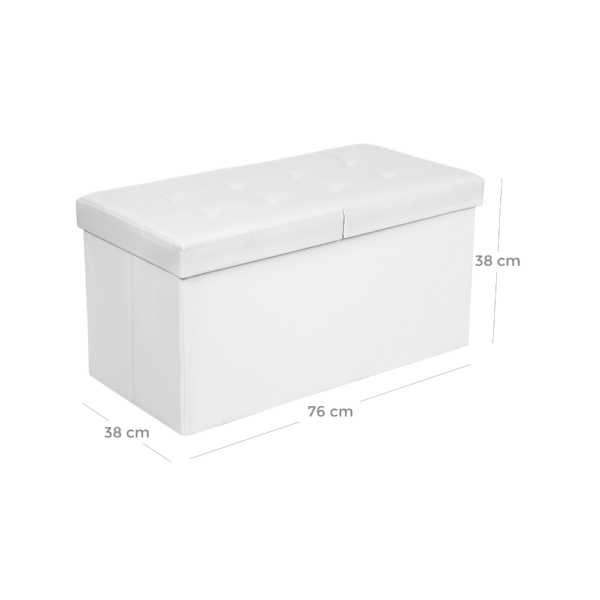 Tvirtas lengvas minkštasuolis su daiktadėže | 76 x 38 x 38 cm | 300 kg | Balta