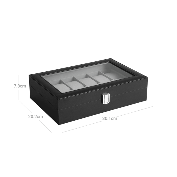 Dėžutė laikrodžiams su stikliniu dangteliu