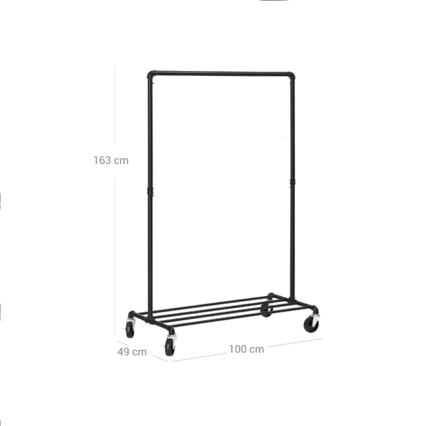 Tvirta industrinio stiliaus drabužių kabykla | Juoda | 90 kg