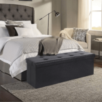 Juodas 110cm  pufas su daiktadėže