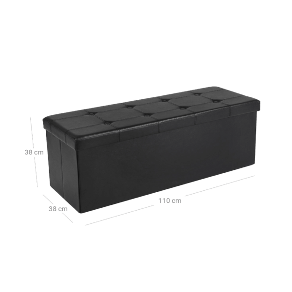 Juodas 110cm  pufas su daiktadėže