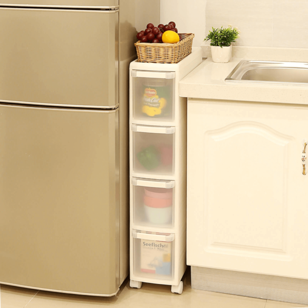 Nišinė lentyna ant ratukų su 4 stalčiais