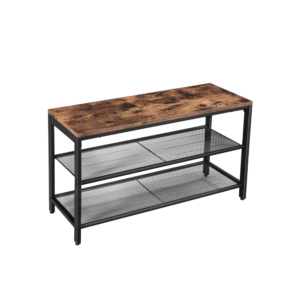 Prieškambario suoliukas su lentynomis batams