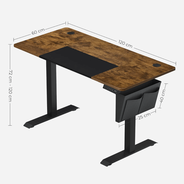 Reguliuojamo aukščio rašomasis stalas 120 x 60 x 72-120 cm