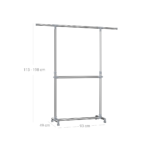 Mobili drabžių kabykla ant ratukų | Ištraukiama 113-198 cm