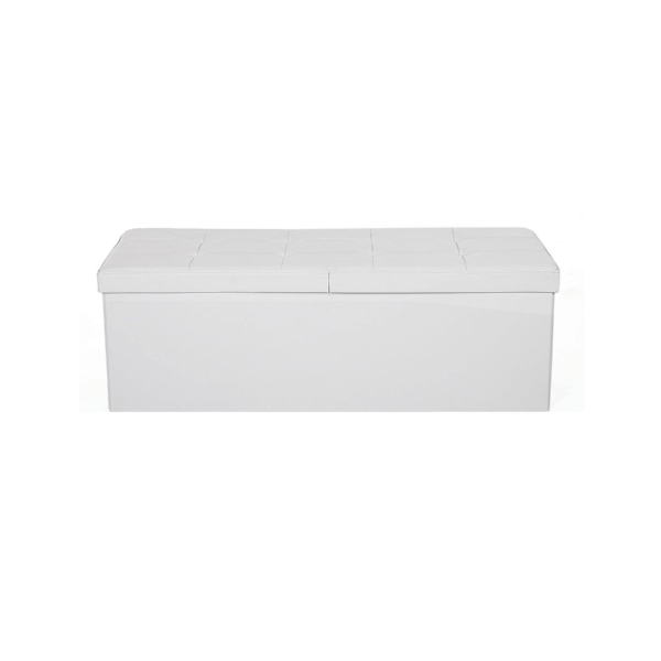 Tvirtas lengvas baltas pufas 110 cm | EKO oda