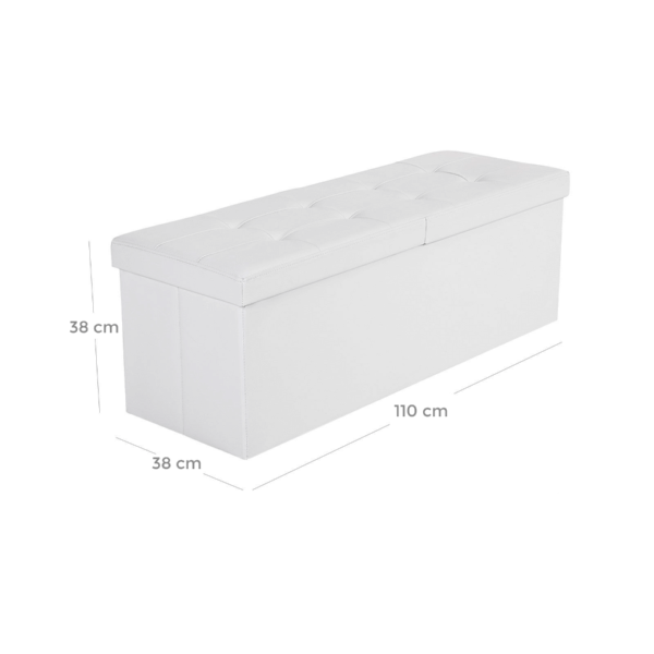 Tvirtas lengvas baltas pufas 110 cm | EKO oda