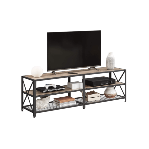Pramoninio stiliau TV staliukas | Iki 70 colių televizoriui | 39 x 160 cm | Pilka
