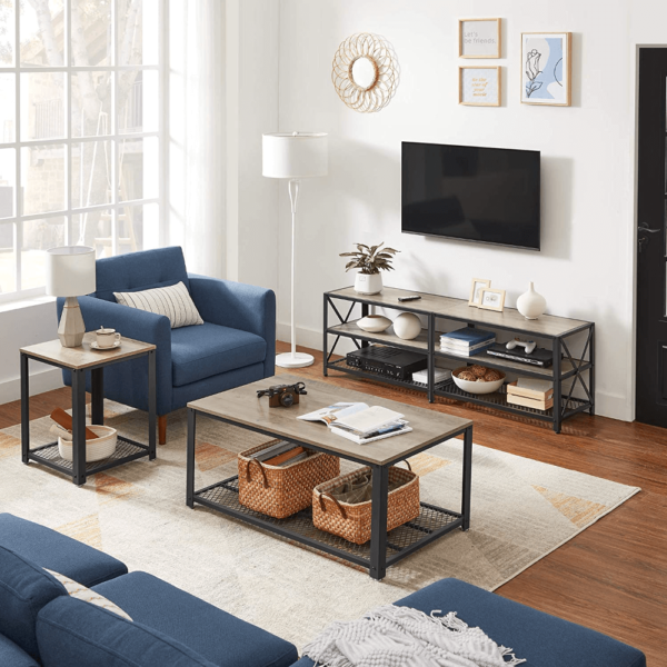 Pramoninio stiliau TV staliukas | Iki 70 colių televizoriui | 39 x 160 cm | Pilka