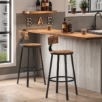 Industrinio stiliaus baro kėdės su atlošu 73 cm | 2 vnt. kompl. | Ruda